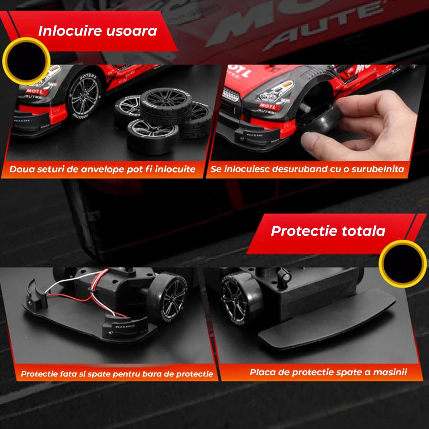 Masina RC Drift 1:16 cu 4WD, Viteza 22KM/H, Galben