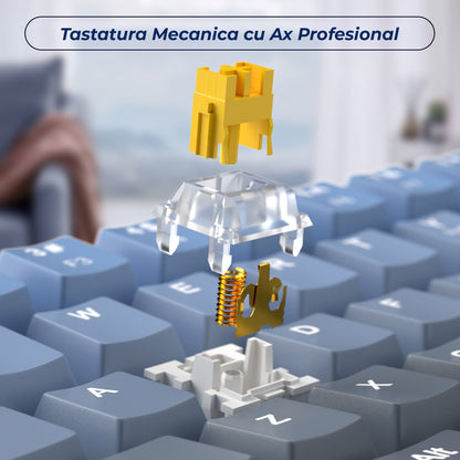 Tastatura Mecanica Timebox, 61 Taste, Keycaps PBT, Switch-uri Precise, Albastru