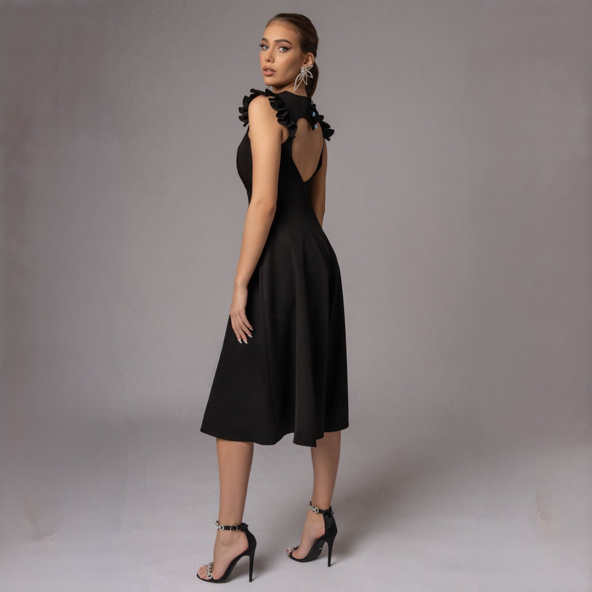 Salopeta dama neagra cu fusta pantalon New Romance