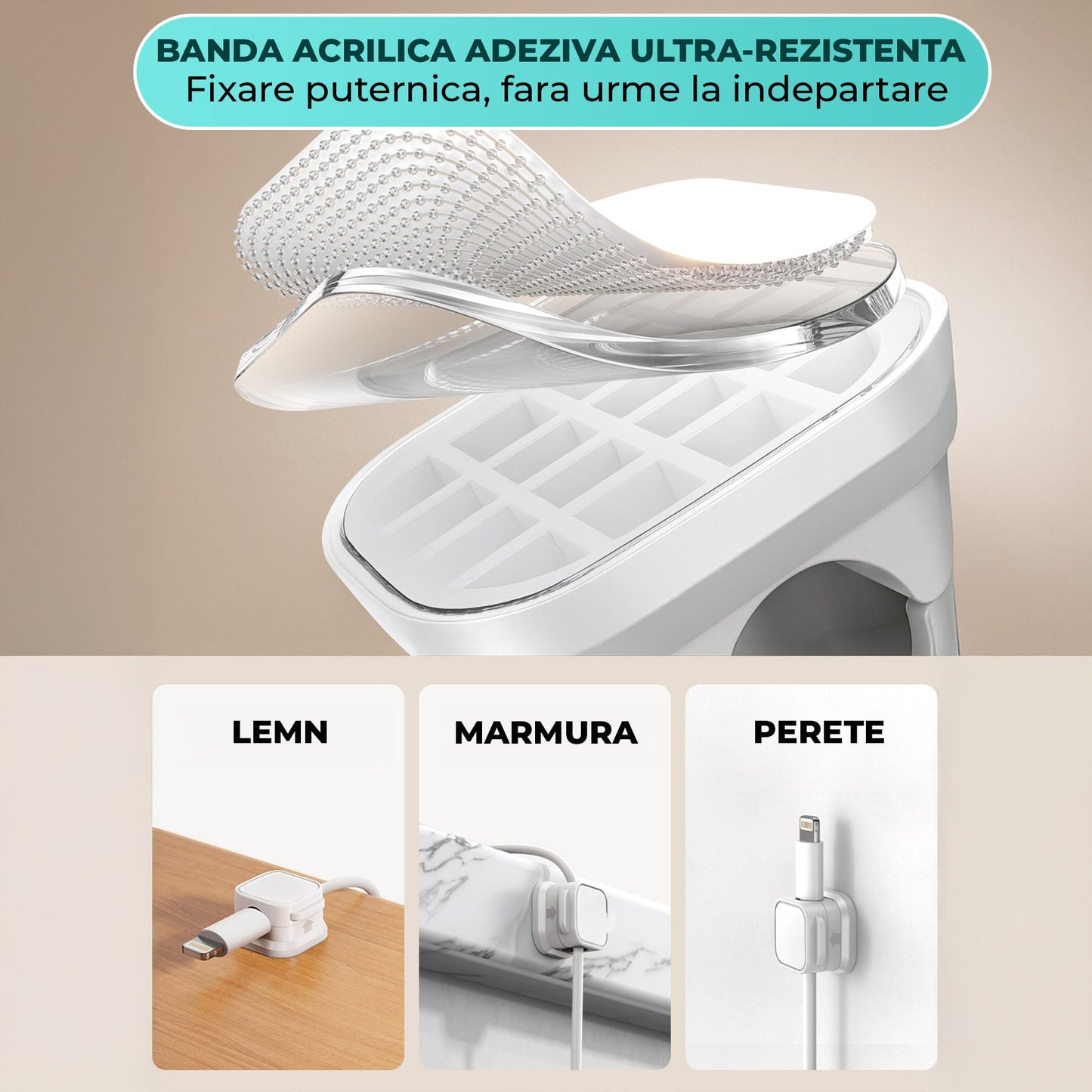 Set 6 clipuri magnetice Timebox, diametru 7, 5 mm, Alb