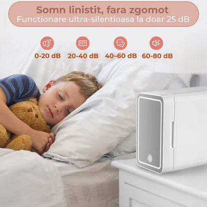 Mini Frigider Cosmetice cu Oglinda LED Reglabila, Alb