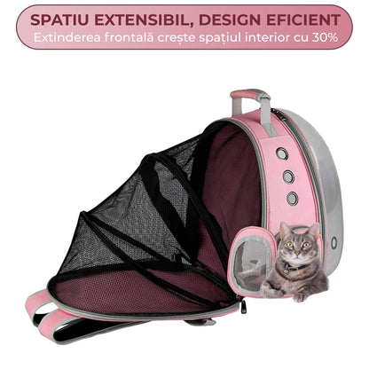 Rucsac Transparent Extensibil pentru Pisici si Caini de Talie Mica