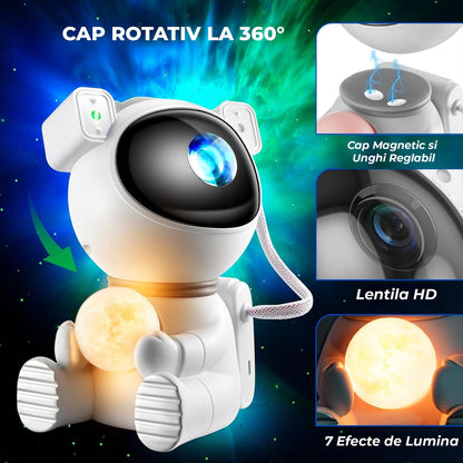 Lampa tip Proiector Model Astronaut Timebox, 2 in 1 cu 8 Culori de Nebuloasa