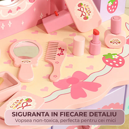Set de joaca din lemn pentru fete 4, 6 ani, Sarbatori, Roz