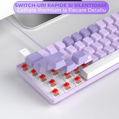 Tastatura Mecanica Gaming Timebox, Red Switch, 60%, Hot-Swap, Violet