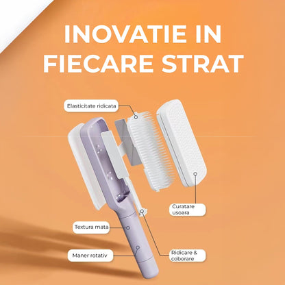 Perie de Par Rotativa Timebox, Curatare Retractabila, Dinti Elastici, Violet