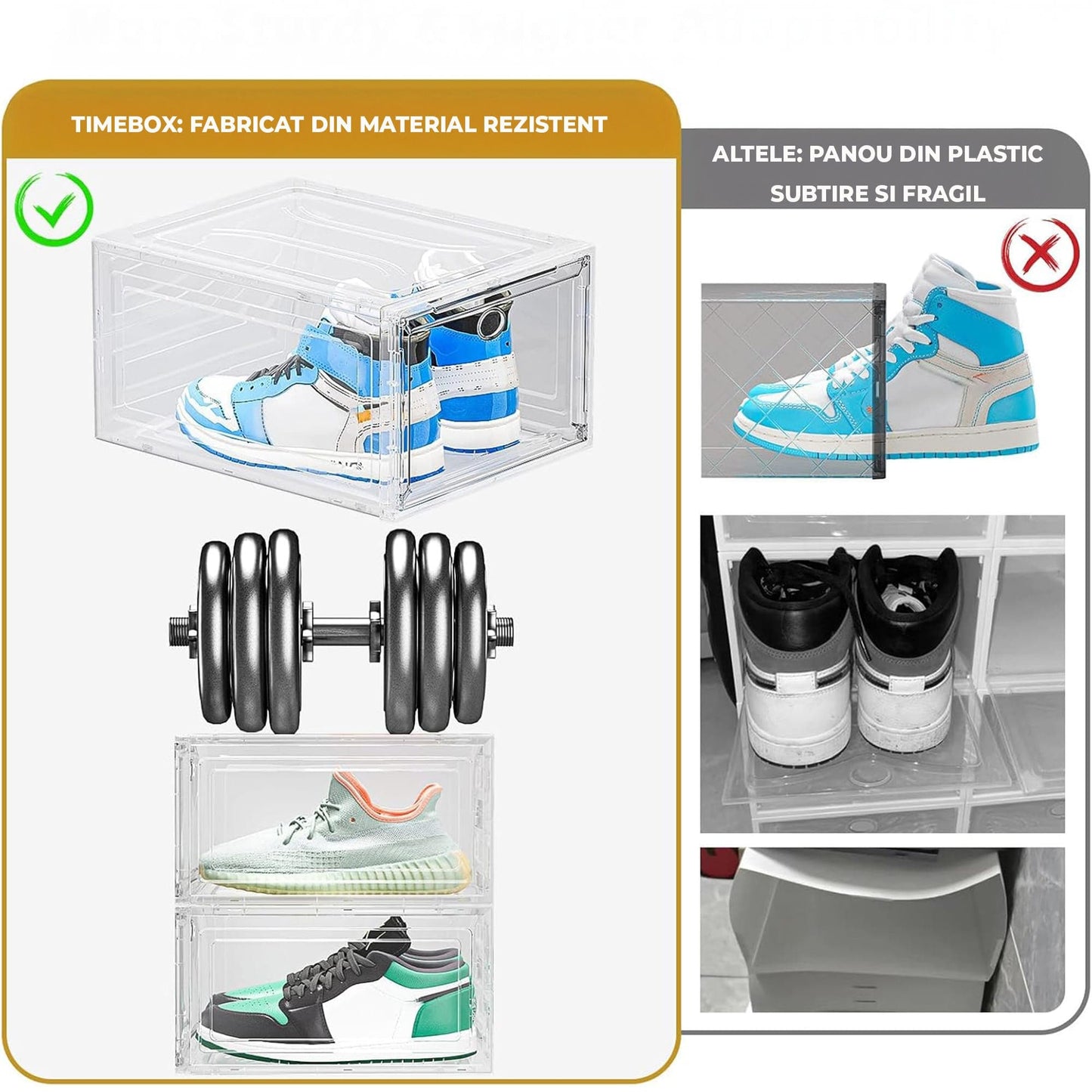 Set 6 Cutii Organizatoare de Pantofi din Plastic, Transparent
