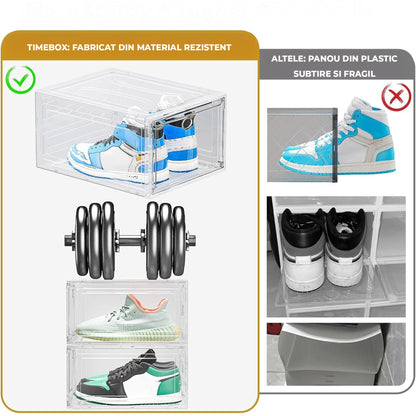 Set 6 Cutii Organizatoare de Pantofi din Plastic, Transparent