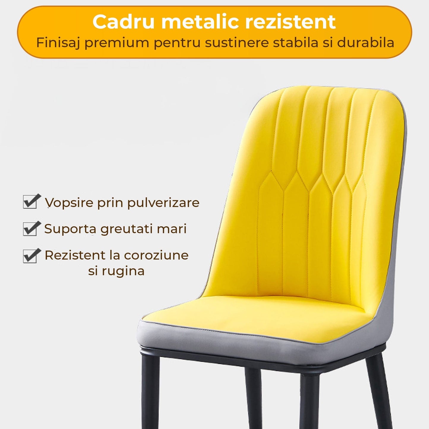 Scaun de Dining Modern Bucatarie, Spate, solduri, Galben