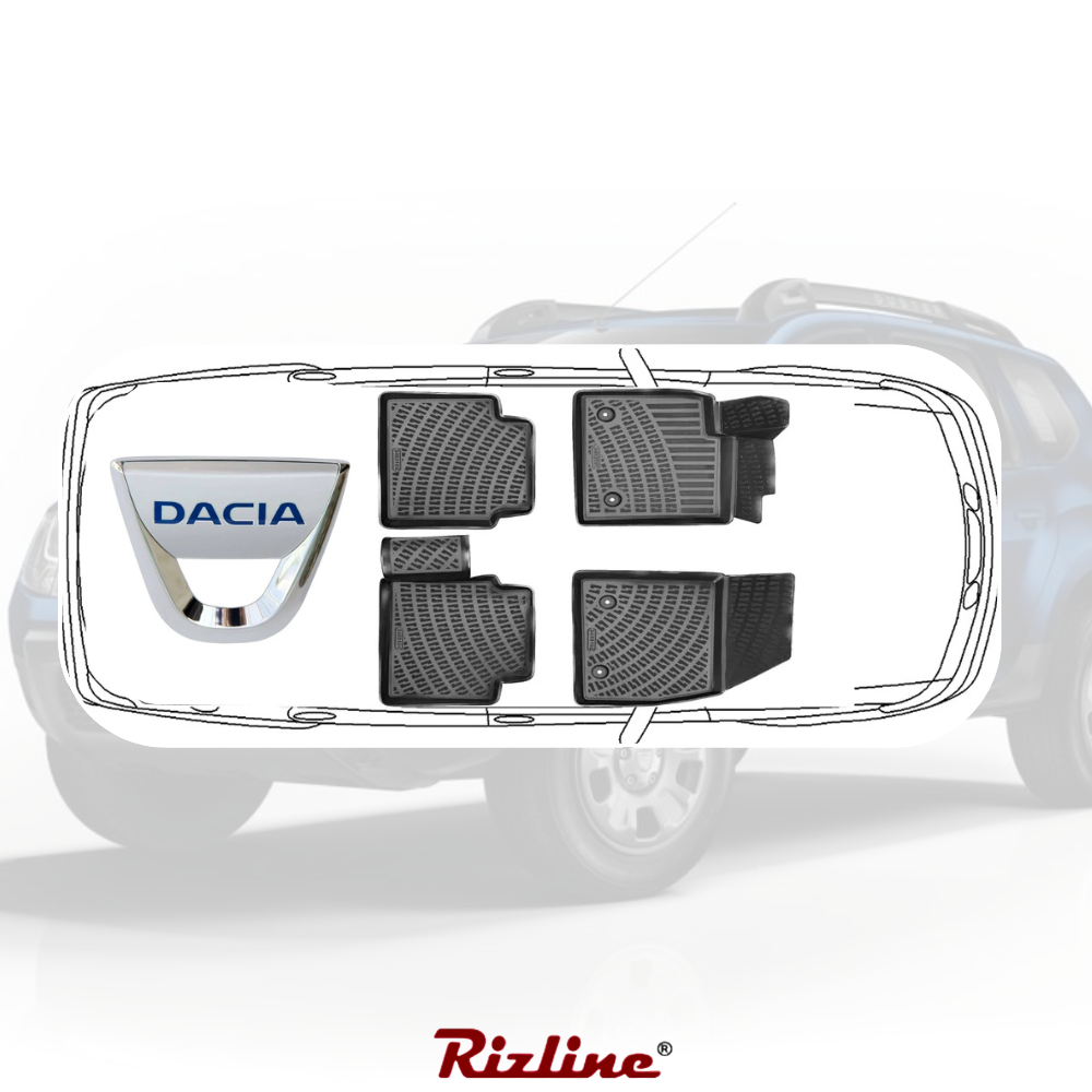 Covorase auto tip tavita Rizline 3D – Dacia Duster 4x2 (2009–2017) – Set fata + spate