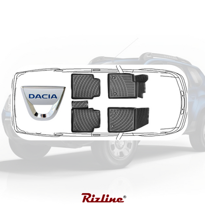 Covorase auto tip tavita Rizline 3D – Dacia Duster 4x2 (2009–2017) – Set fata + spate