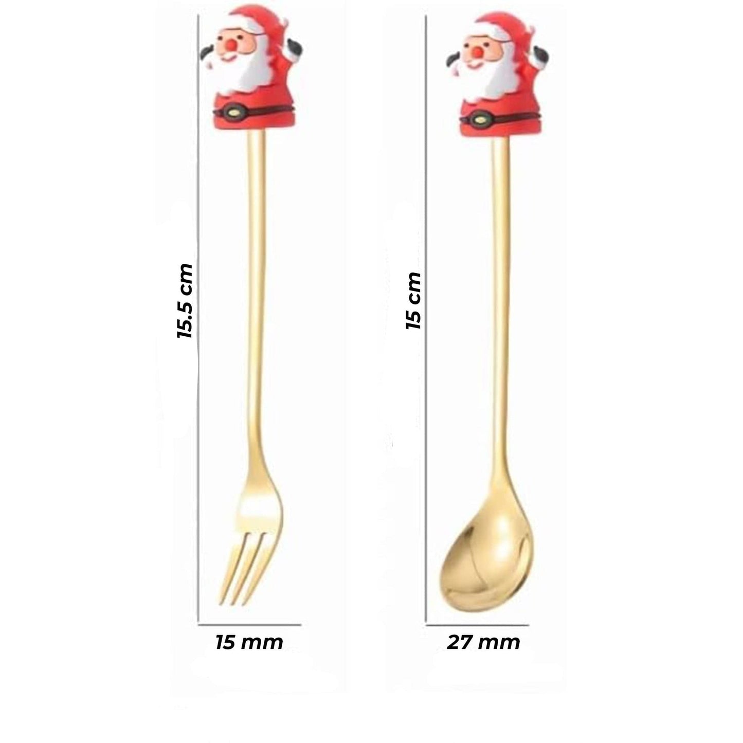 Set 6 Lingurite si Furculite Inox Craciun, Modele Festive cu Ren, Brad