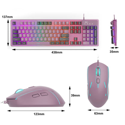 Kit Gaming Timebox, 8 Culori RGB, Lumina Reglabilă, Ergonomic, Mov