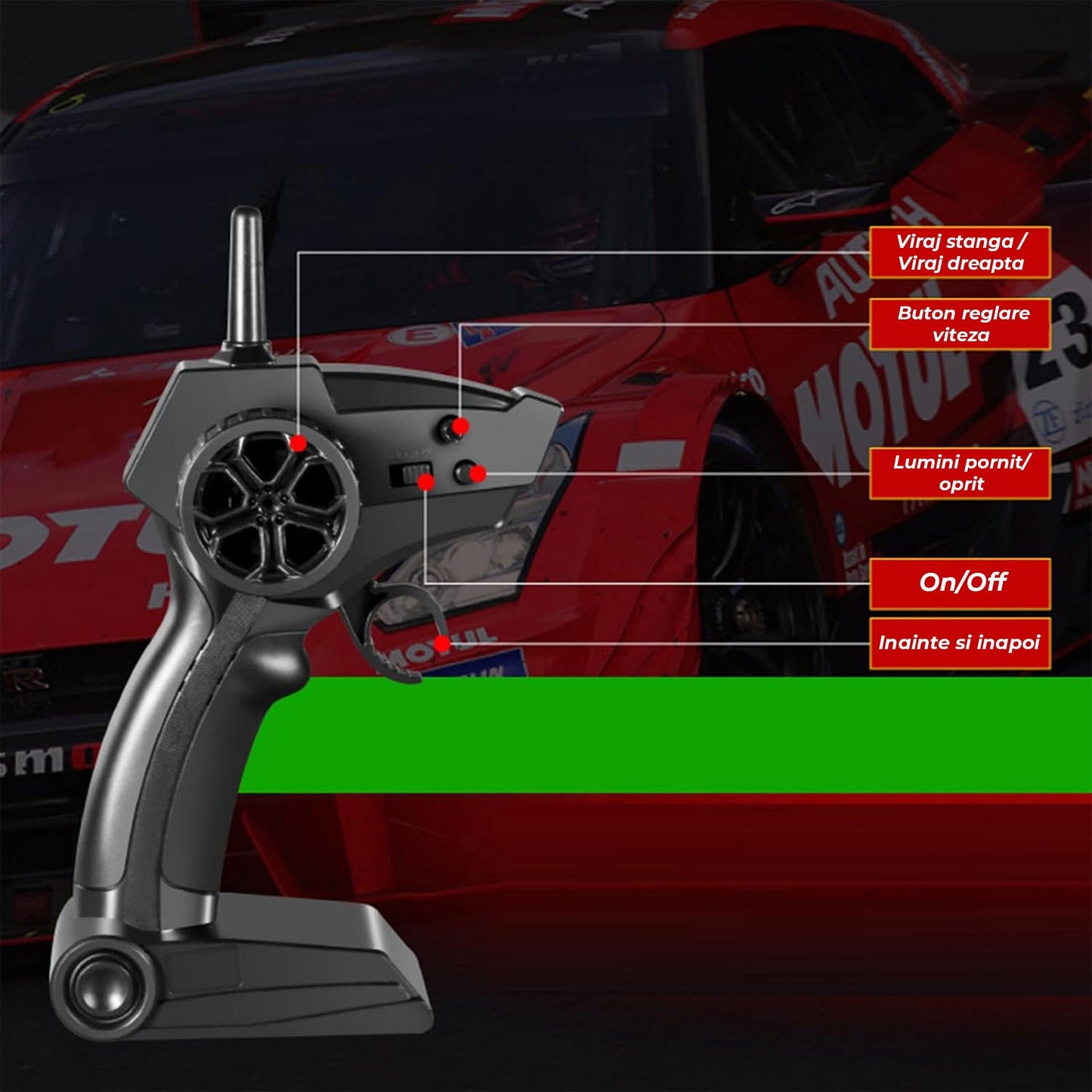 Masina RC Drift 1:16 cu 4WD, Viteza 22KM/H, Galben