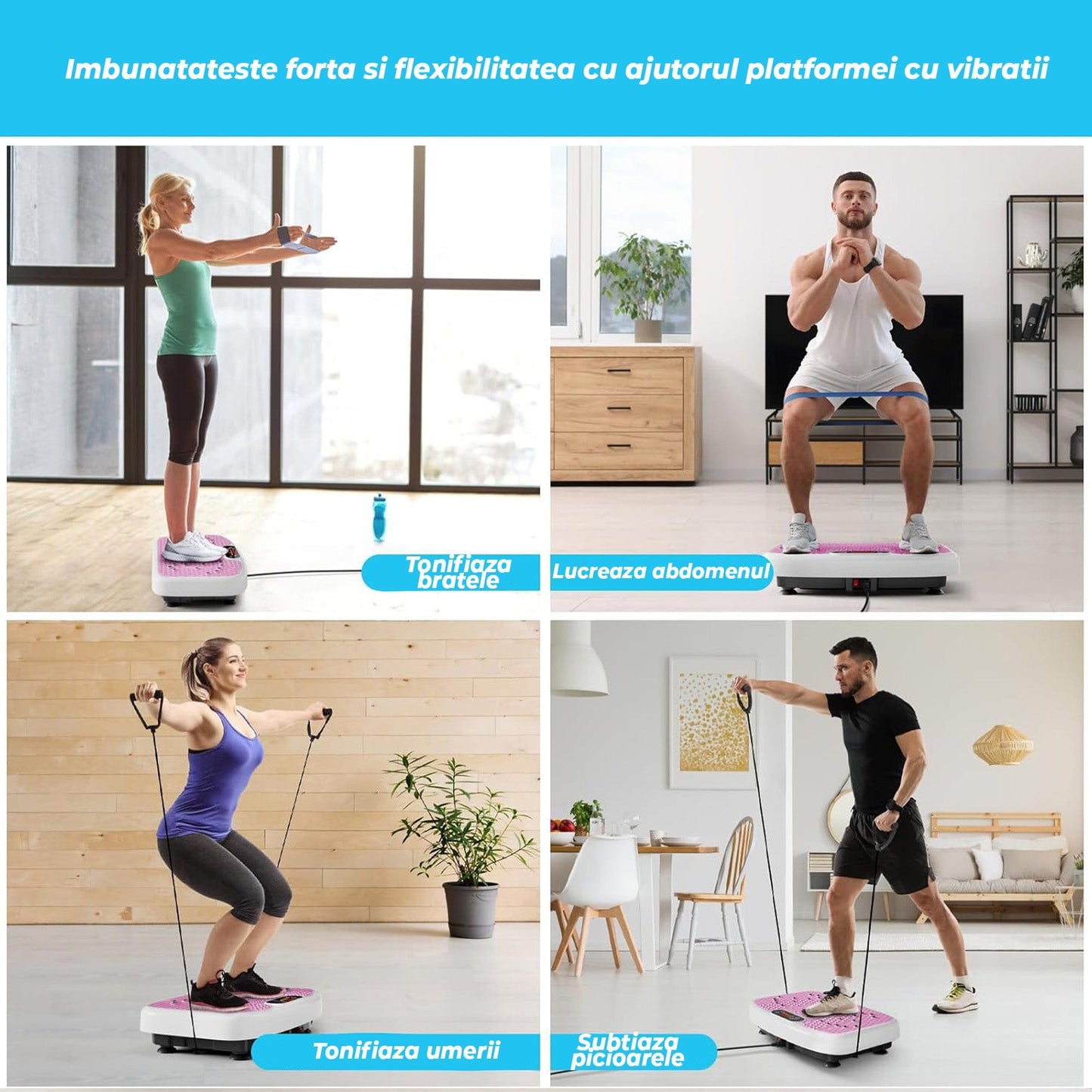 Aparat de Vibromasaj tip Platforma pentru Slabire si Drenaj Limfatic, Roz