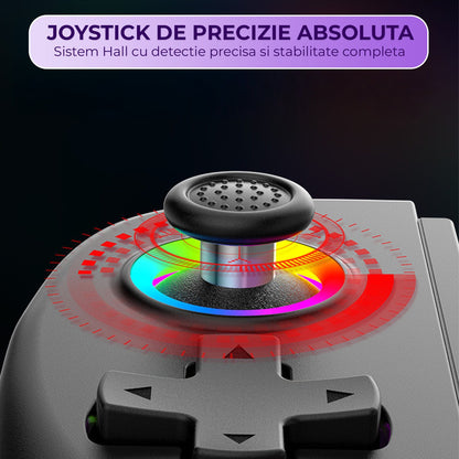 Gamepad Controller Gaming Wireless cu Joystick Hall, Bluetooth 5.0, Negru