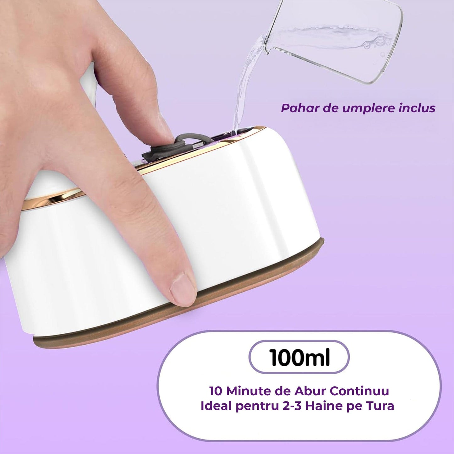 Mini Fier de Calcat si Steamer 2 in 1 pentru Calatorii, Incalzire Rapida 5s, Alb