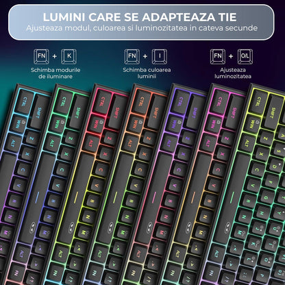 Tastatura Gaming 60% RGB TS91 Timebox, Compacta PC Laptop, Waterproof, Negru