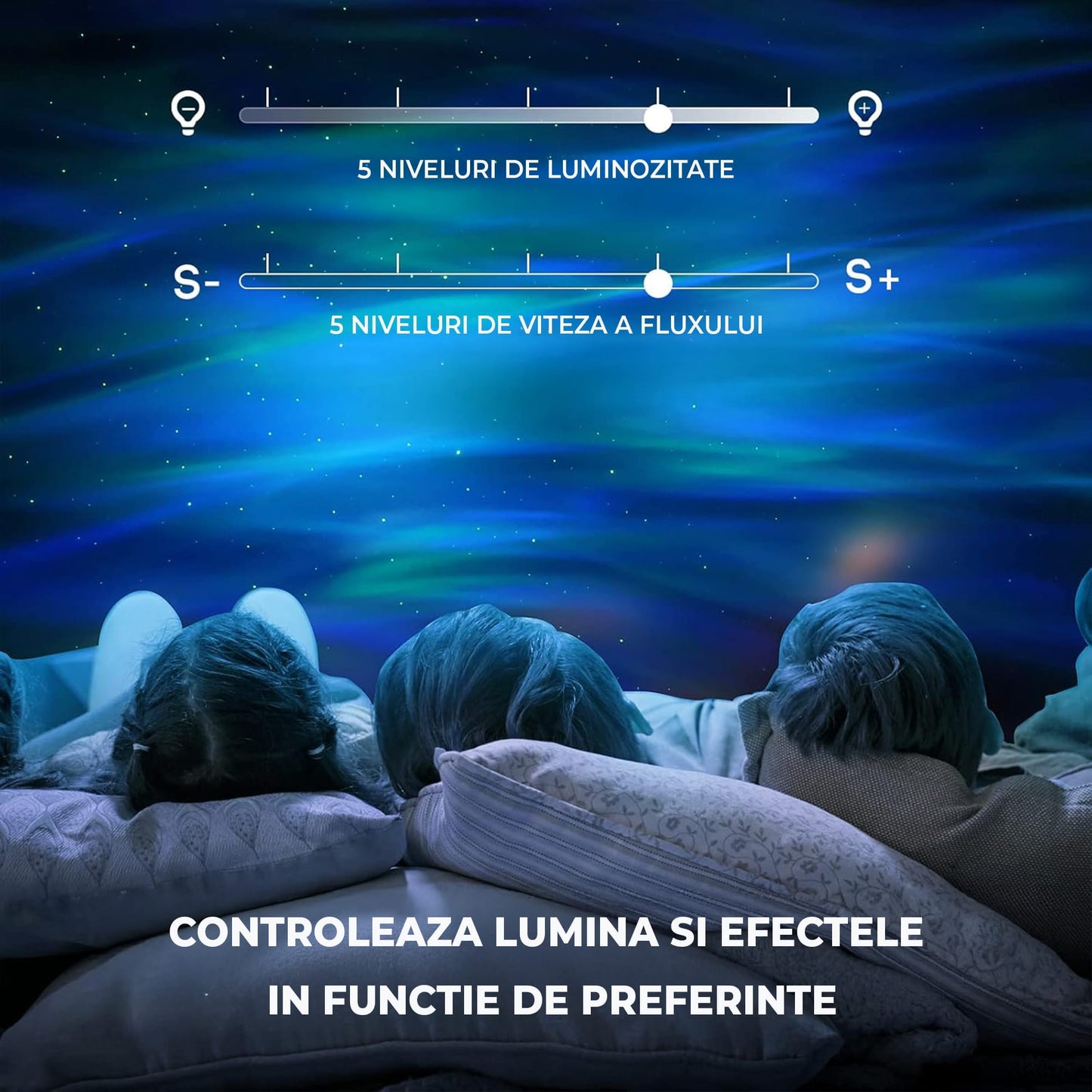 Lampa de Veghe Tip Proiector Timebox, Lumini Nordice, Negru