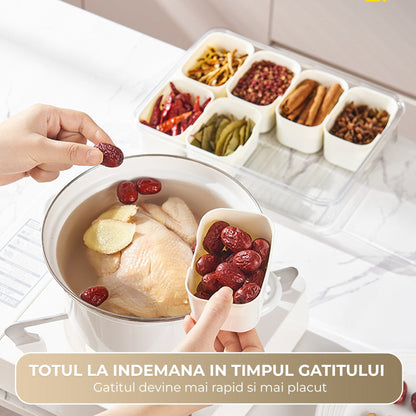 Cutie Alimentara 8 Compartimente Timebox, Etansa 800-1000Ml, Capac Sigur, Bej