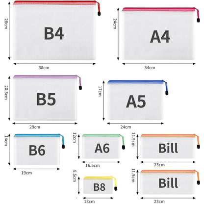 Set 30 pungi organizatoare Timebox, cu fermoar, 8 dimensiuni si 8 culori
