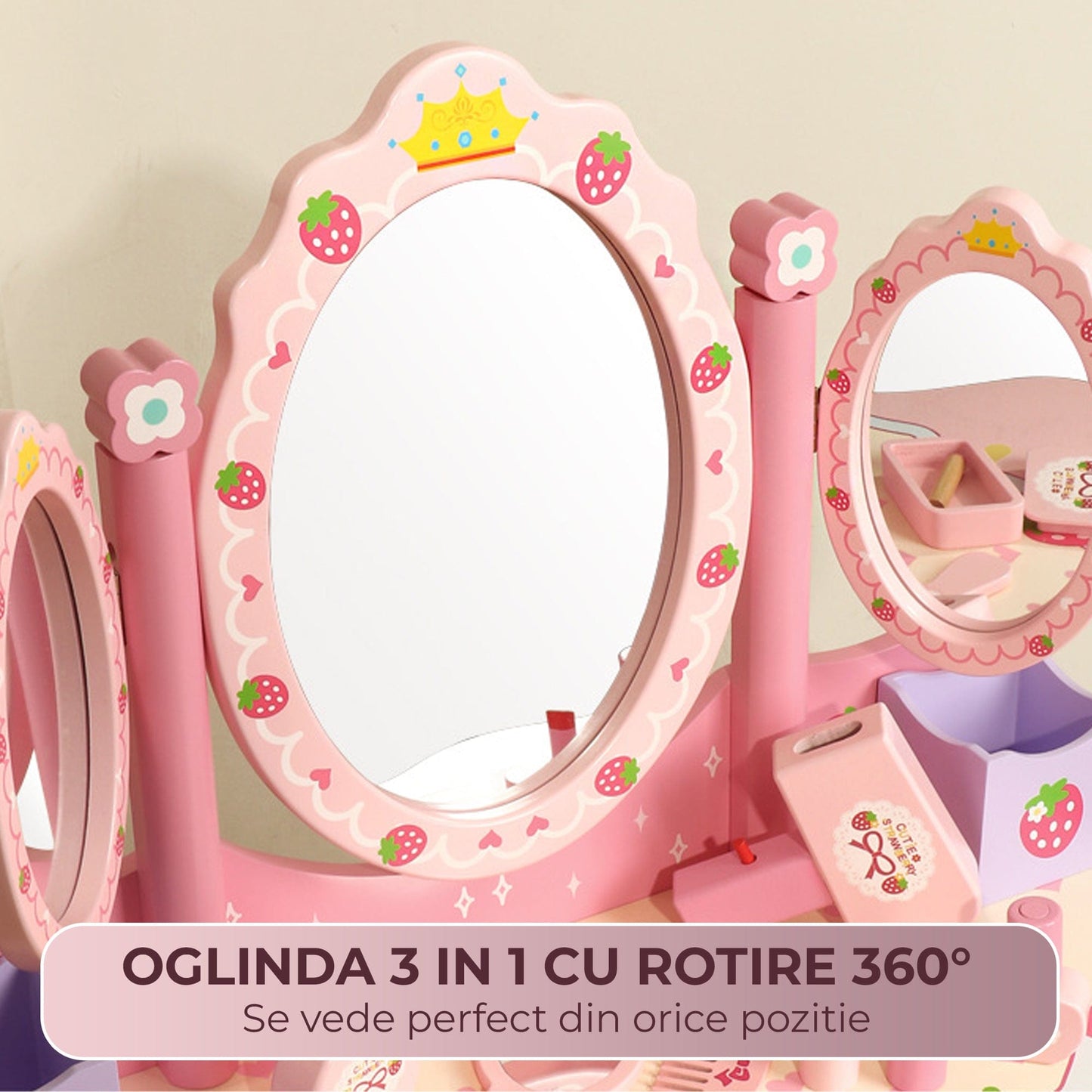 Set de joaca din lemn pentru fete 4, 6 ani, Sarbatori, Roz