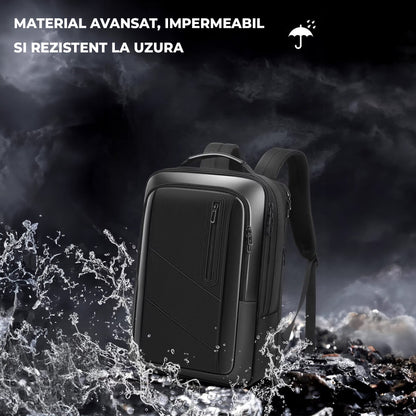 Ghiozdan Timebox, Extensibil, Waterproof, pana la 16 inch, Negru