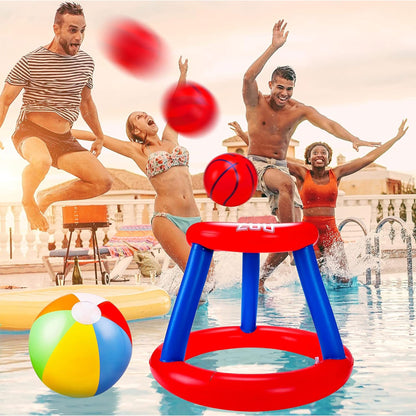 Set 3 in 1 Jocuri Gonflabile pentru Piscina, Cos Baschet Plutitor