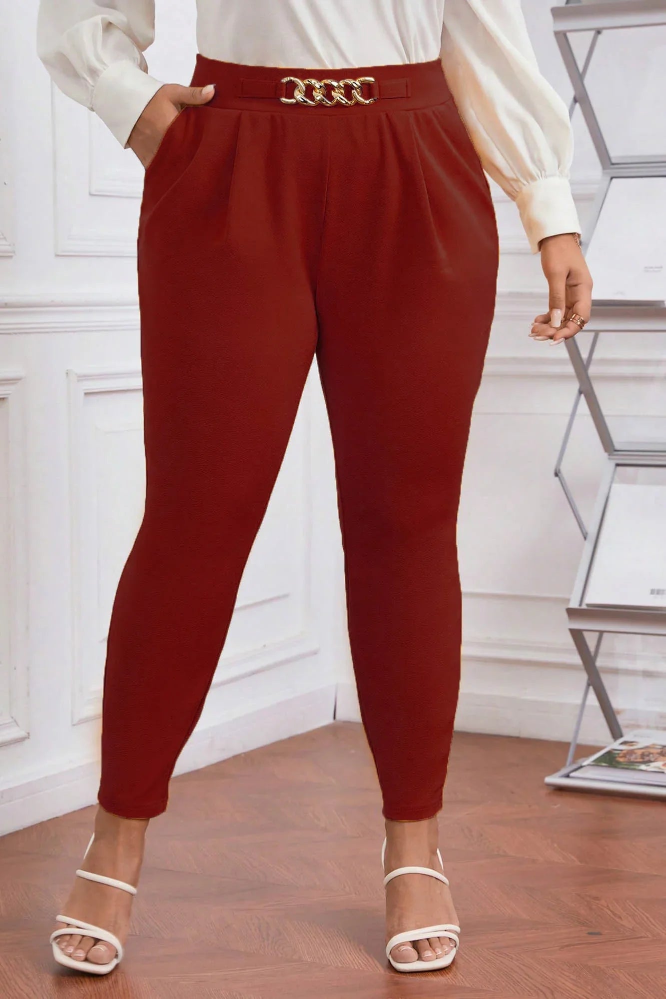 Pantaloni dama marimi mari cu lant 6237