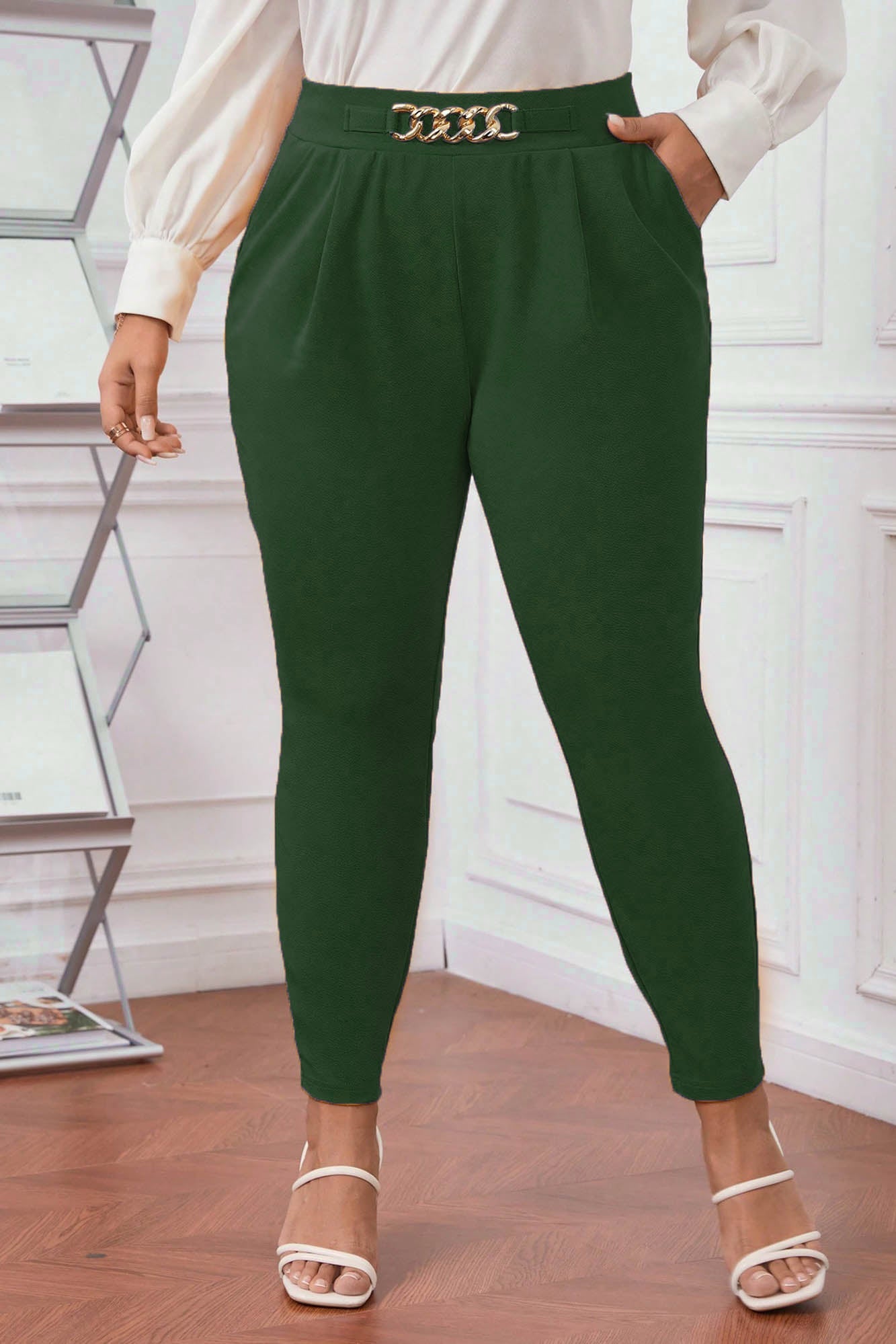 Pantaloni dama marimi mari cu lant 6237