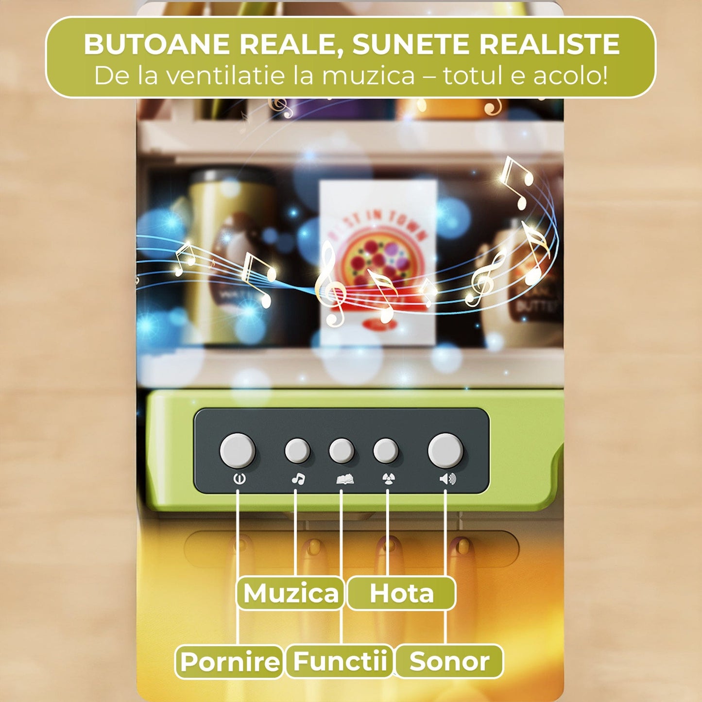 Set Bucatarie pentru Copii cu Abur Real, Apa Curenta, Sunete si Lumini, Verde