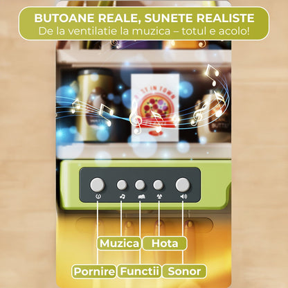 Set Bucatarie pentru Copii cu Abur Real, Apa Curenta, Sunete si Lumini, Verde