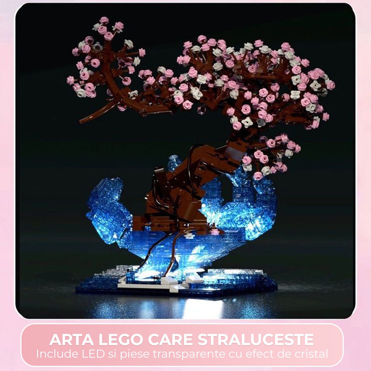 Set Constructie 3D Timebox, Model Cherry Blossom LED, Multicolor