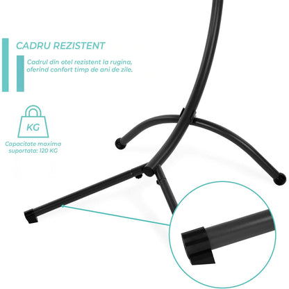Balansoar tip Sezlong Suspendat de Exterior cu Copertina, Perna Ergonomica, Rosu
