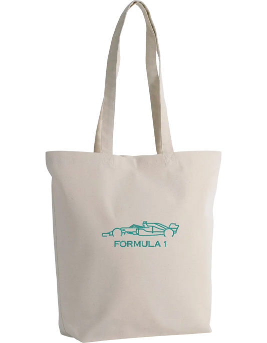 Formula 1 race car outline tote bag