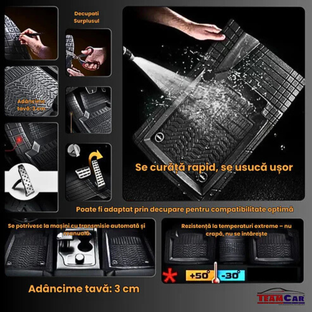 Covorașe Universale Tip Tăviță TEAMCAR® Audi A4 B6 Variant (2000–2004), Set 5 Bucăți, Silver
