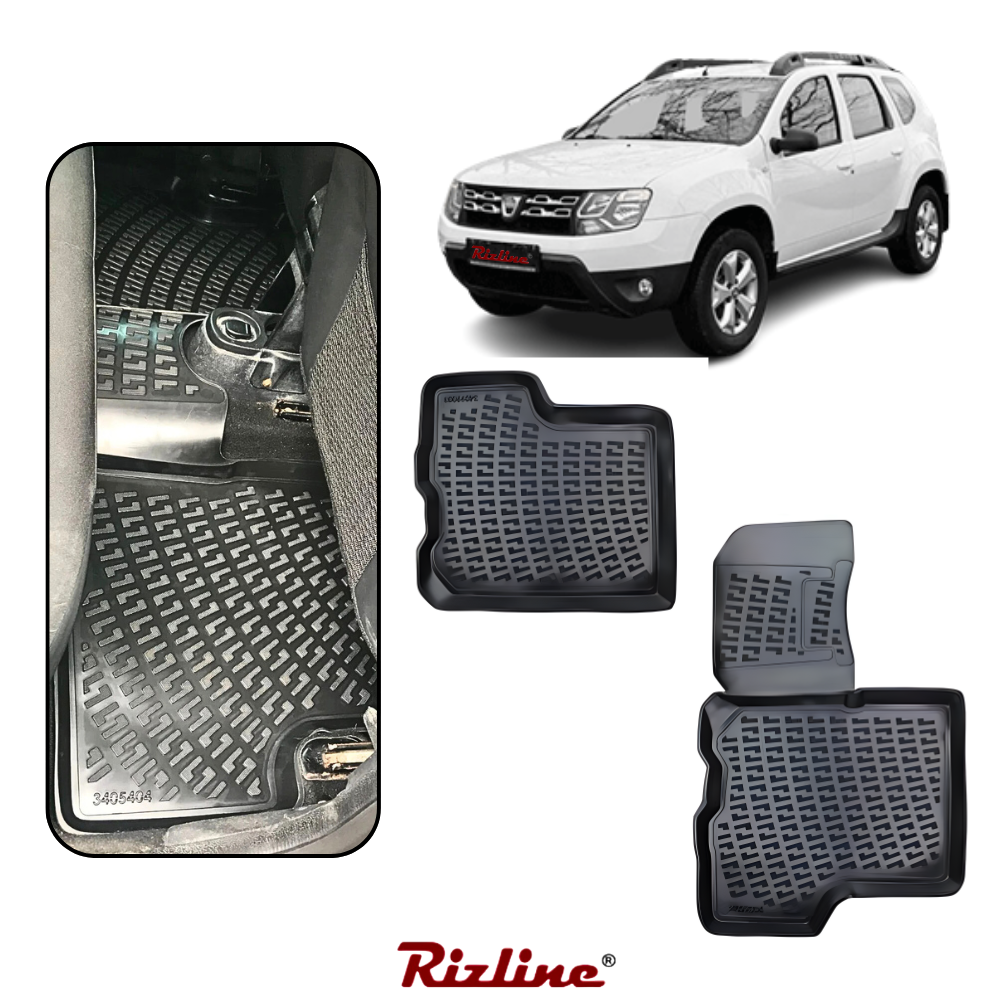 Covorase auto tip tavita Rizline 3D – Dacia Duster 4x2 (2009–2017) – Set fata + spate