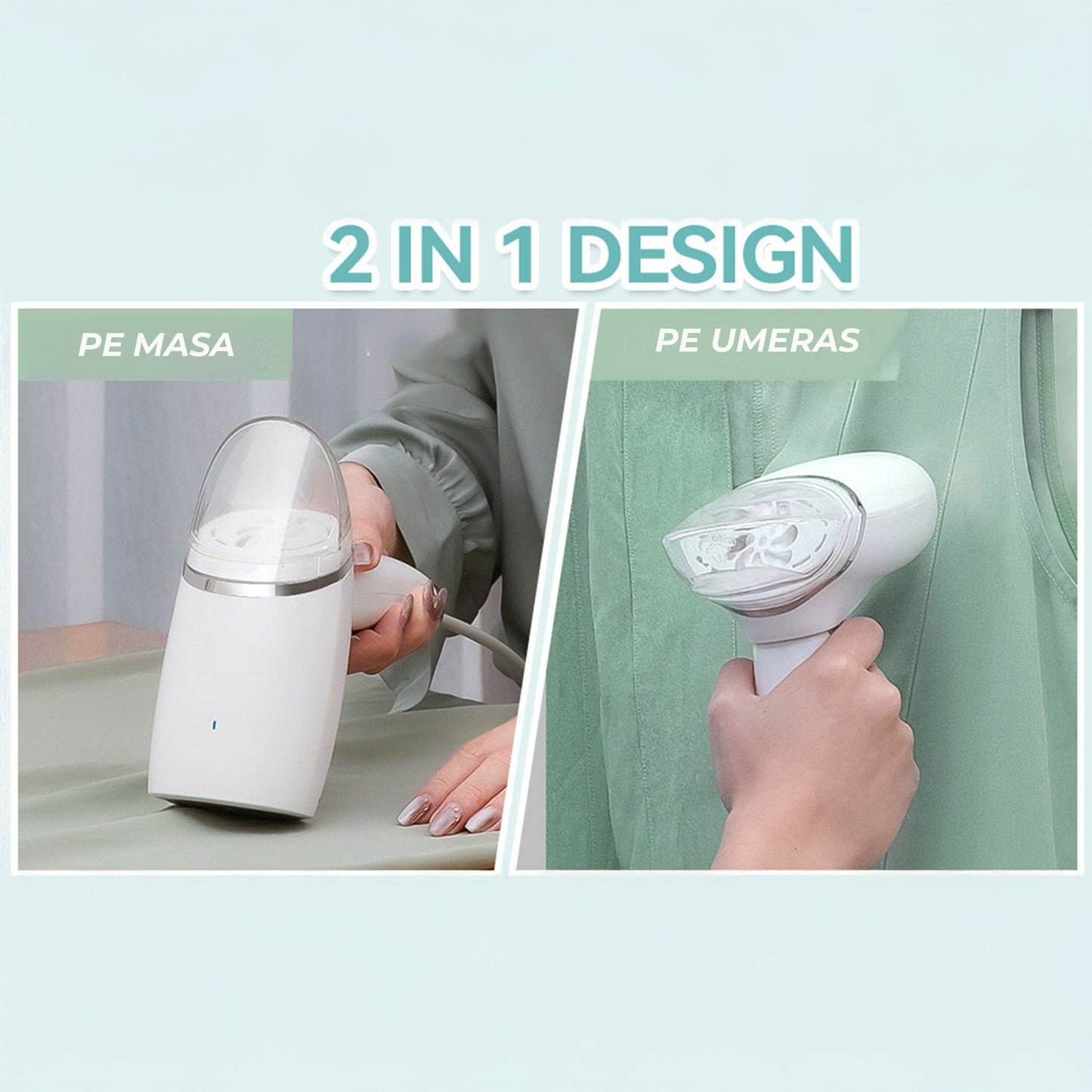 Steamer de Haine Portabil cu Aburi, 1000W, Compact si Pliabil, Alb