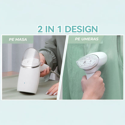 Steamer de Haine Portabil cu Aburi, 1000W, Compact si Pliabil, Alb