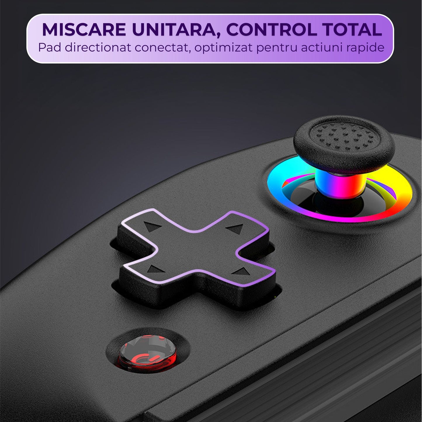 Gamepad Controller Gaming Wireless cu Joystick Hall, Bluetooth 5.0, Negru