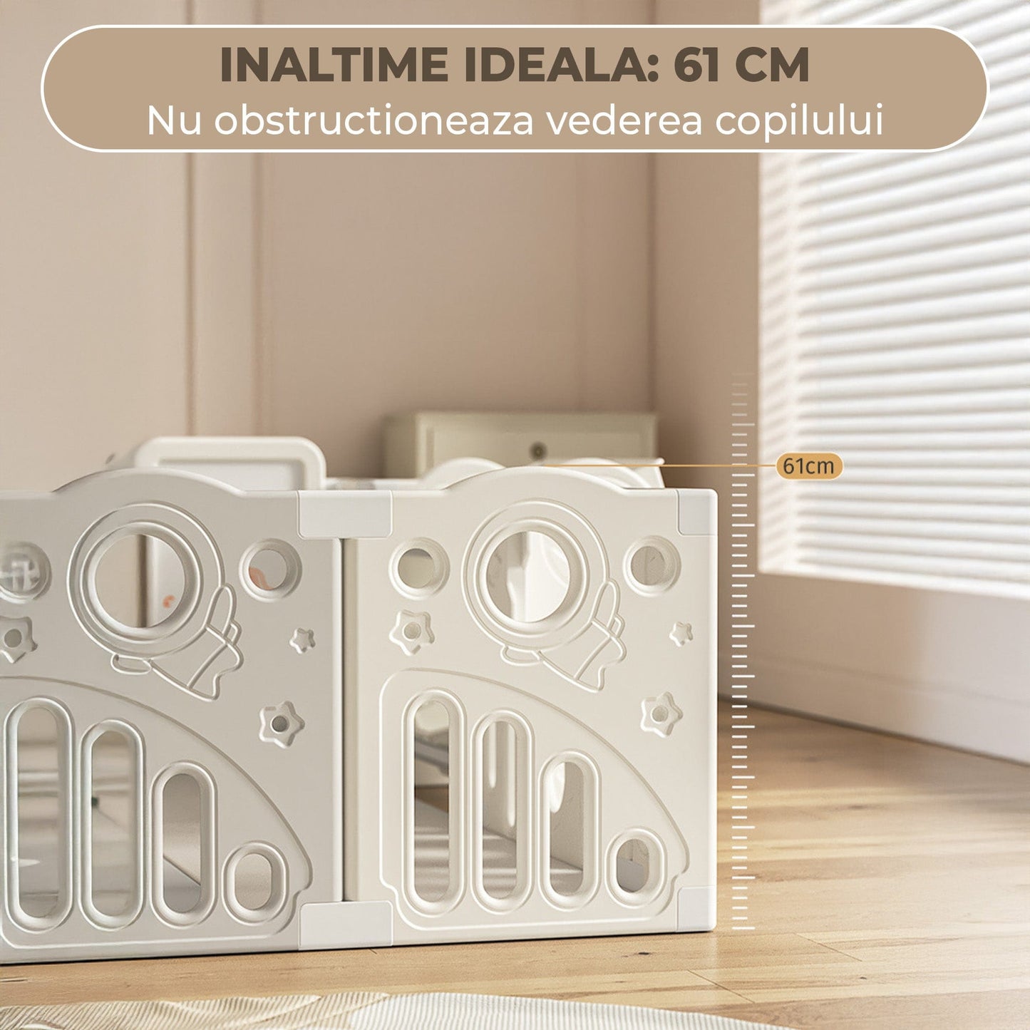 Tarc de Joaca pentru Bebelusi cu Panouri Modulabile, Gri/Bej
