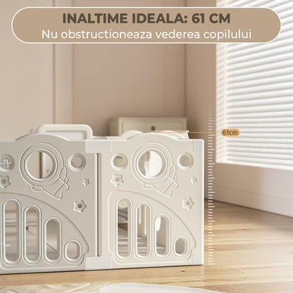 Tarc de Joaca pentru Bebelusi cu Panouri Modulabile, Gri/Bej
