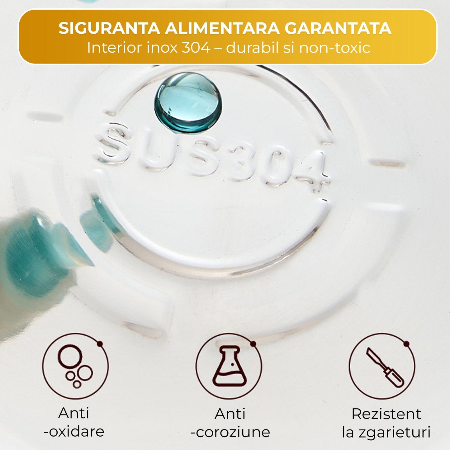 Set Vesela Copii Inox Timebox, Bol Cana Tacamuri, Saculet Inclus, Galben