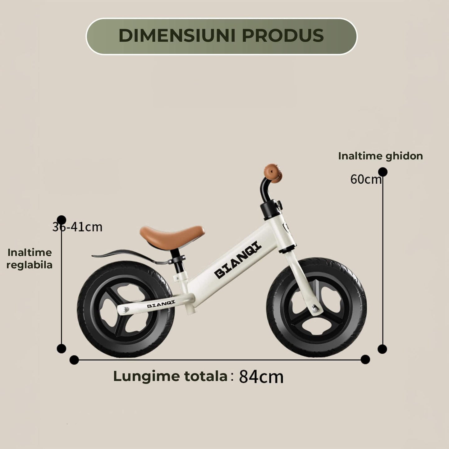 Bicicleta de echilibru Timebox, Fara pedale, LED, Sa reglabila, Alb