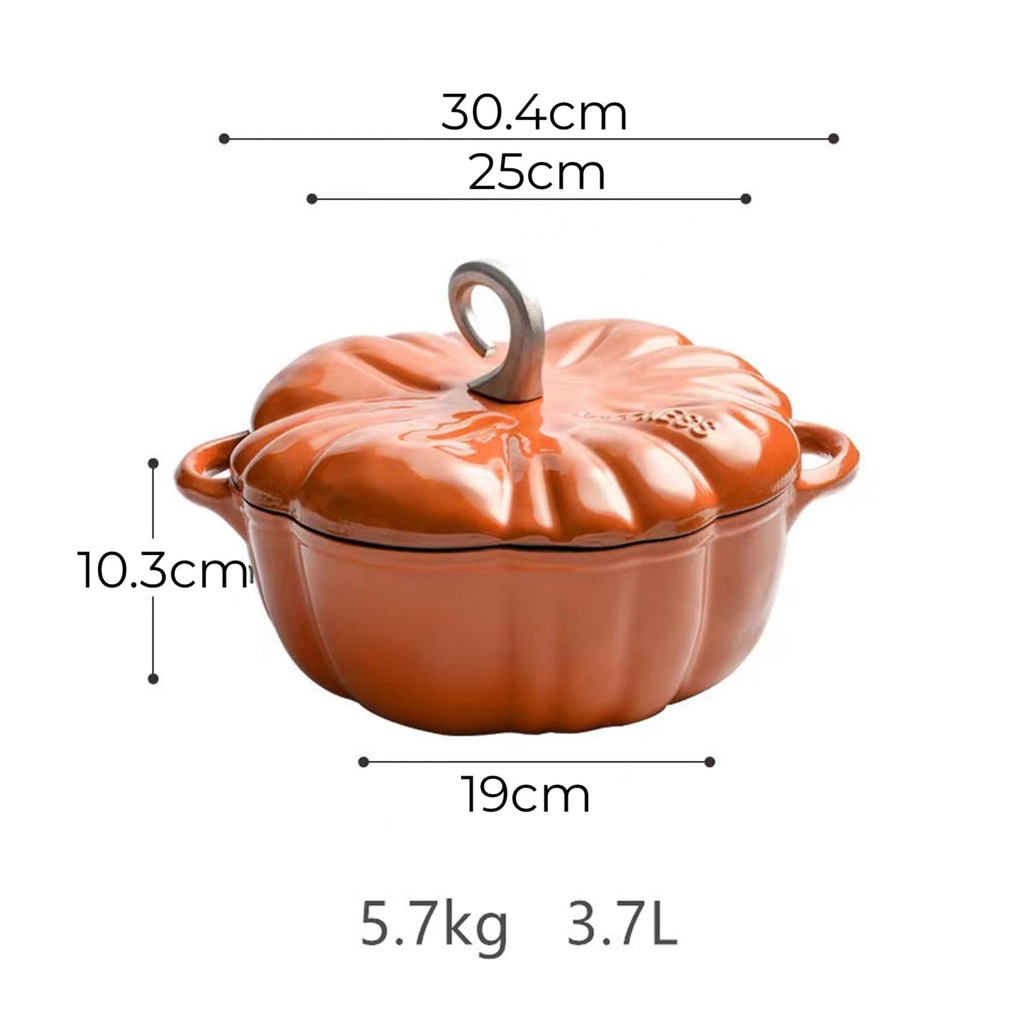 Oala Dovleac Emailata Timebox, 25 Cm, Capac Inclus, Capacitate 3.7L, Portocaliu
