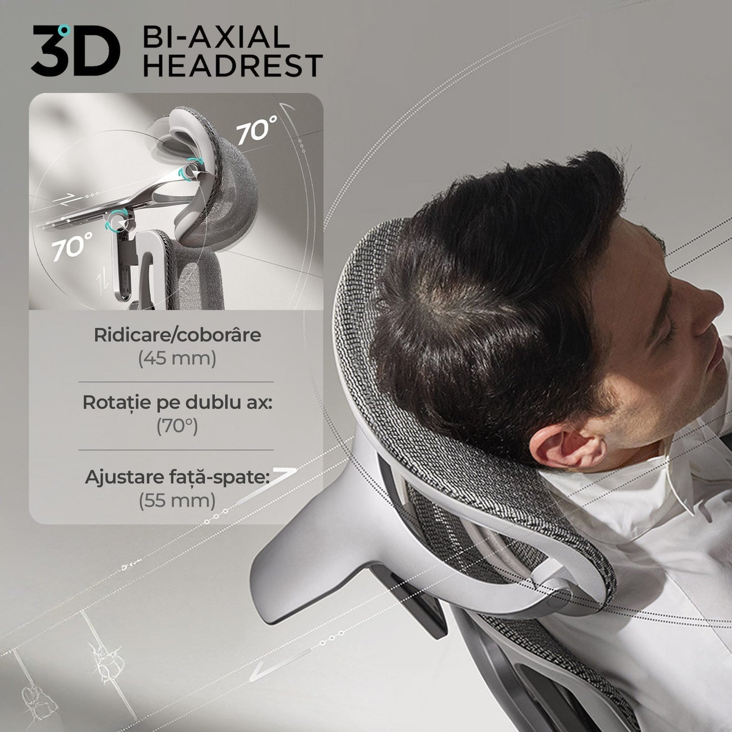 Scaun Ergonomic Timebox, Mesh Tetiera 4D Brate 4D Suport Picioare, Gri