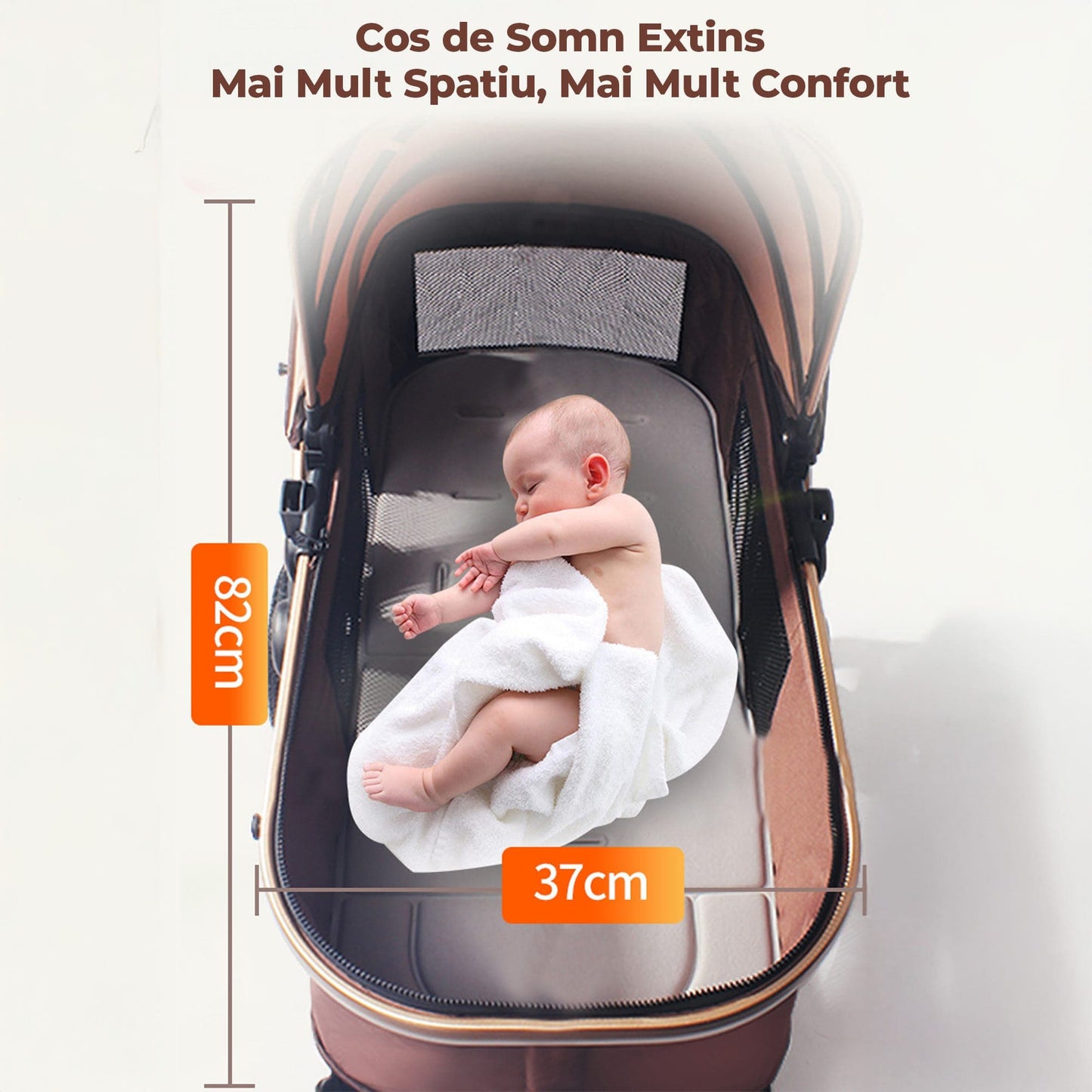Carucior Reversibil pentru Bebelusi 0-3 Ani Timebox, Maro