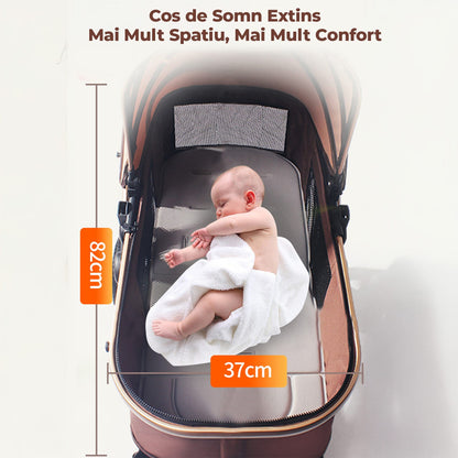 Carucior Reversibil pentru Bebelusi 0-3 Ani Timebox, Maro