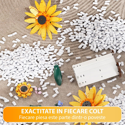 Set Constructie Floarea Soarelui Timebox, 821 Piese ABS, Ornament, Galben