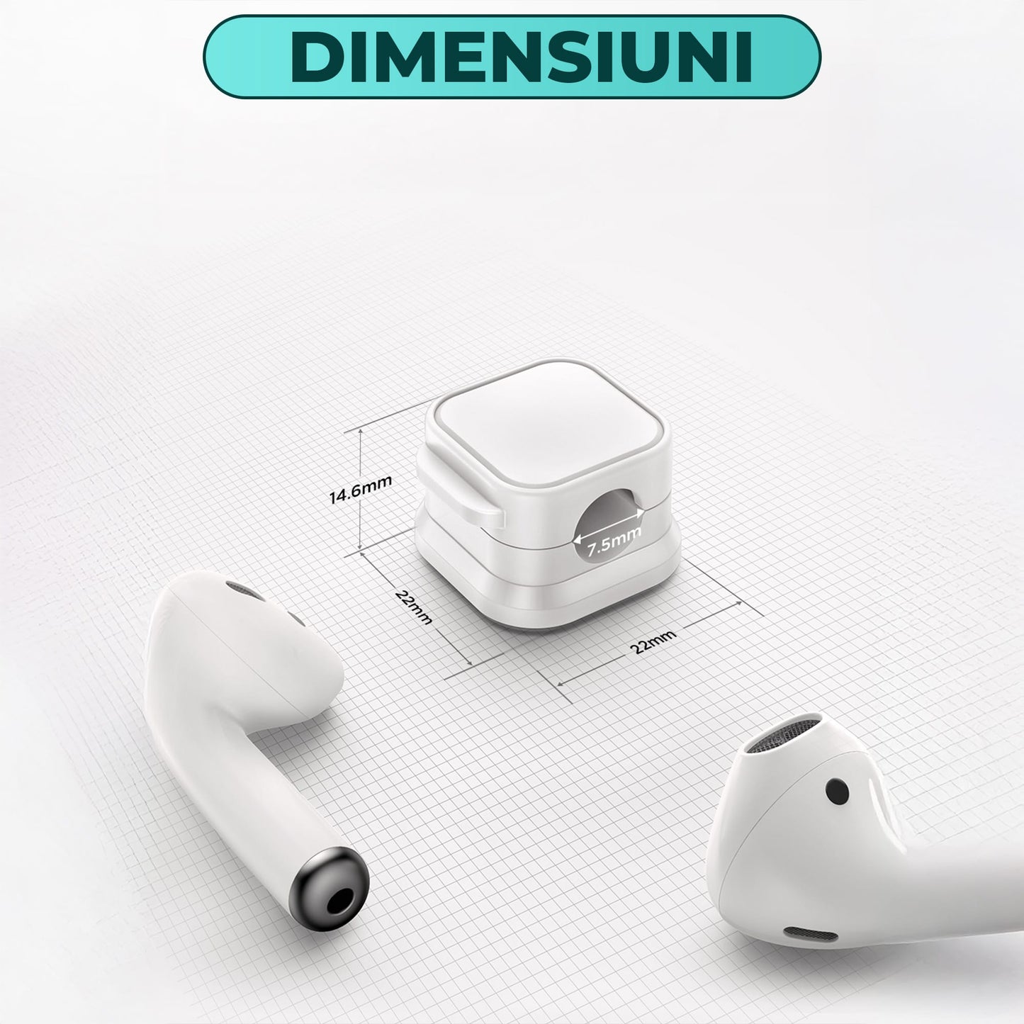 Set 6 clipuri magnetice Timebox, diametru 7, 5 mm, Alb
